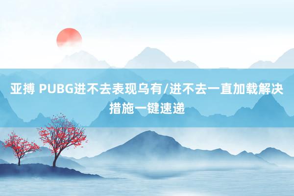 亚搏 PUBG进不去表现乌有/进不去一直加载解决措施一键速递
