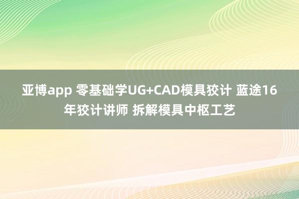 亚博app 零基础学UG+CAD模具狡计 蓝途16年狡计讲师 拆解模具中枢工艺