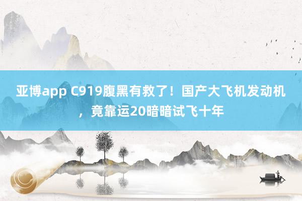 亚博app C919腹黑有救了！国产大飞机发动机，竟靠运20暗暗试飞十年