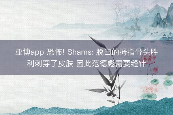 亚博app 恐怖! Shams: 脱臼的拇指骨头胜利刺穿了皮肤 因此范德彪需要缝针